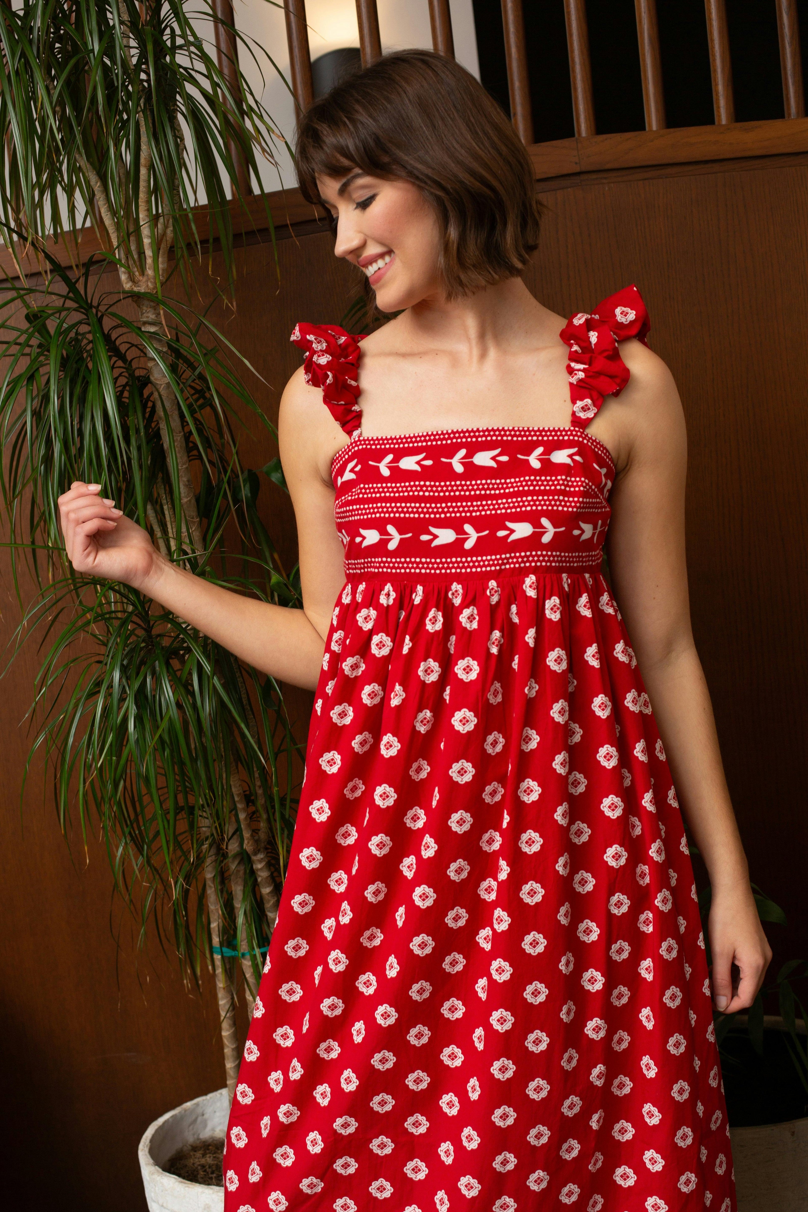 Sylvia Scarlet Bandana Midi Dress