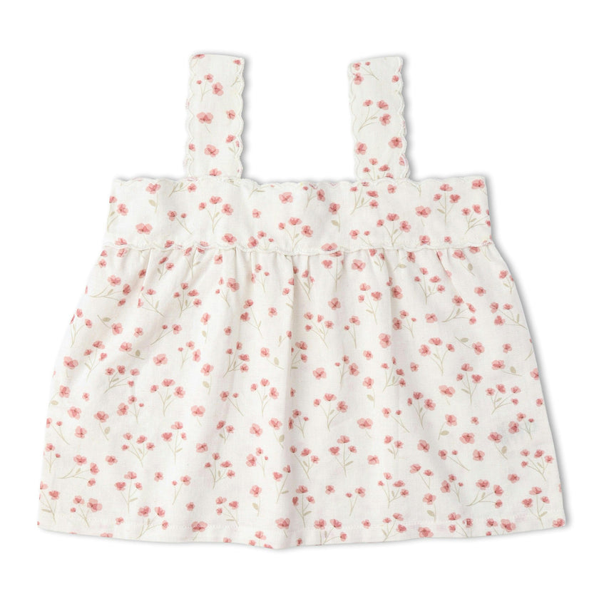 Organic Scalloped Top & Bloomers Set - Pink Bloom