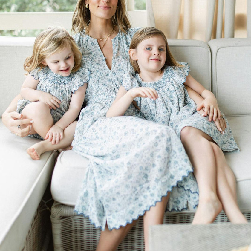 Lindsay Dress in Floral Blues