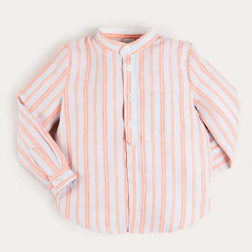 August Stripe Mao Collar Shirt in Orange (18mths- 10yrs)