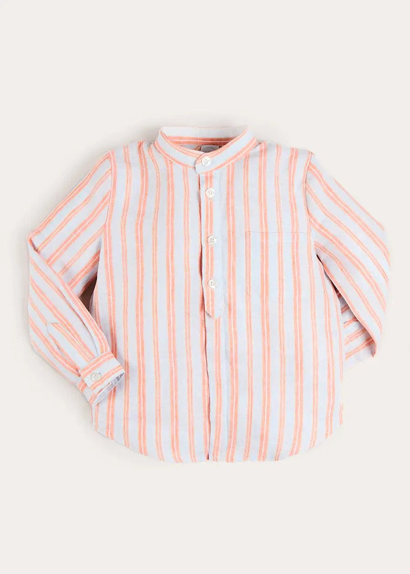 August Stripe Mao Collar Shirt in Orange (18mths- 10yrs)