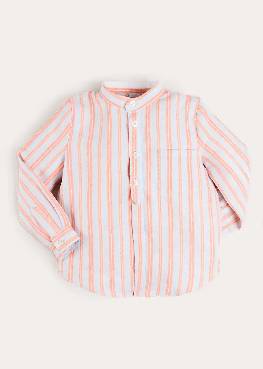 August Stripe Mao Collar Shirt in Orange (18mths- 10yrs)
