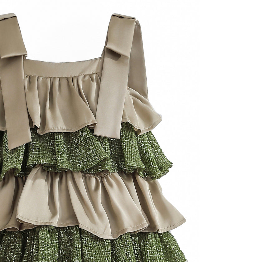 Green Bellamy Ruffle Sequin Dress