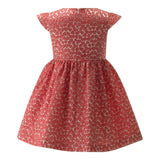 Heart Damask Cap Sleeve Ribbon Bow Waist Skirt Dress