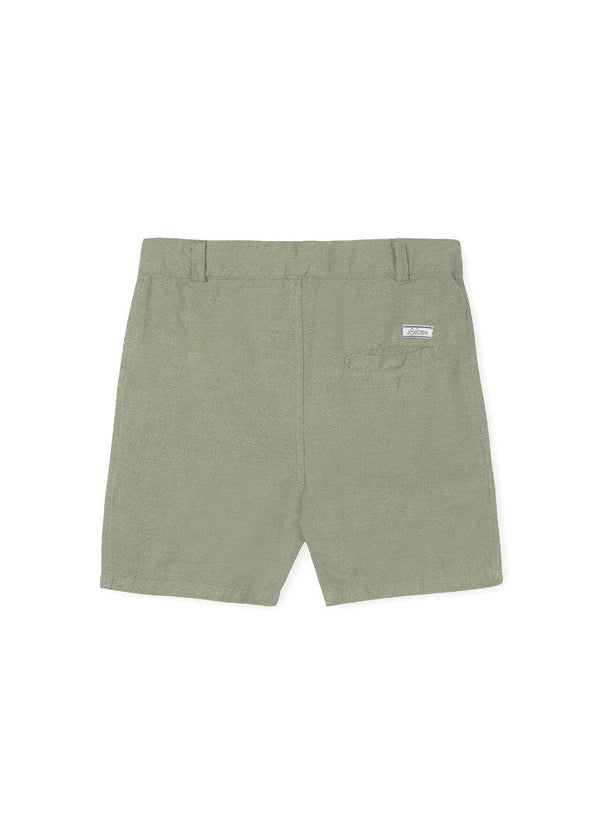 Army Green Linen Cotton Shorts