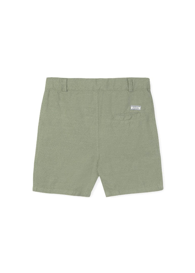 Army Green Linen Cotton Shorts