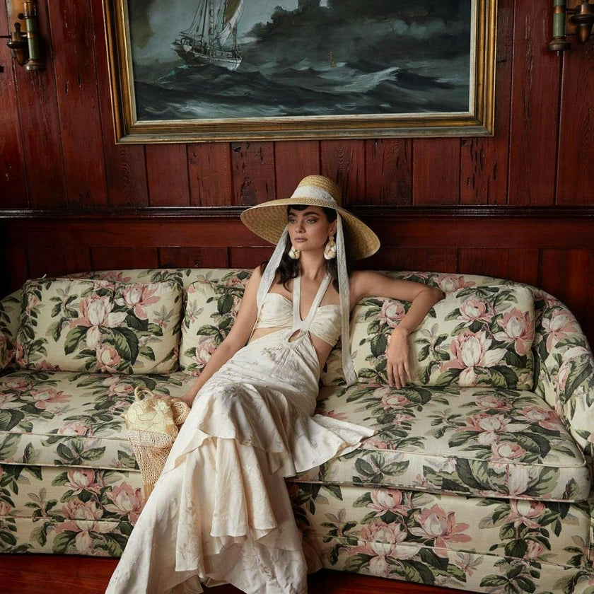 Geranium Sun Hat - Long Black Grosgrain Ribbon