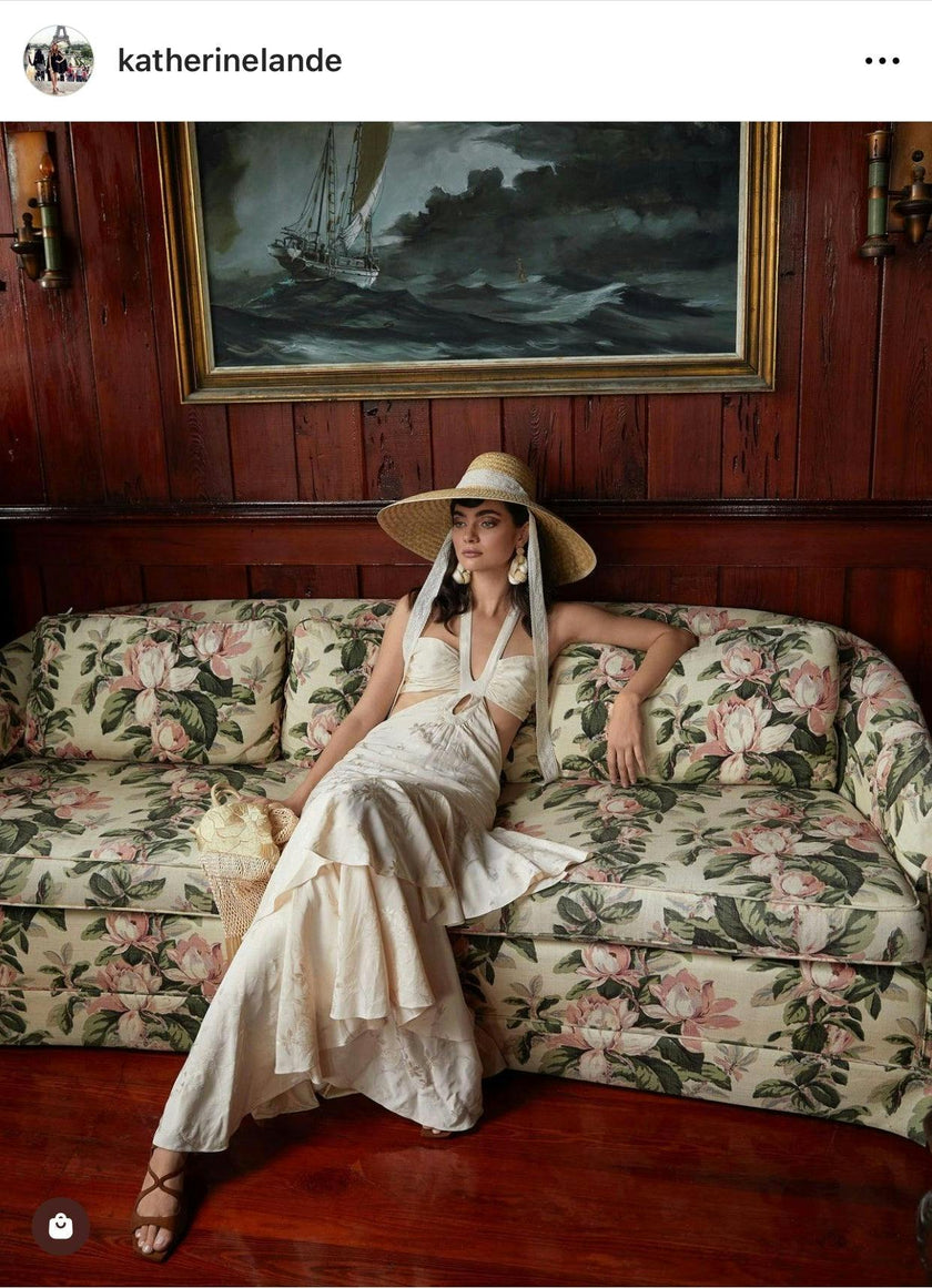 Geranium Sun Hat - Long Red Grosgrain Ribbon