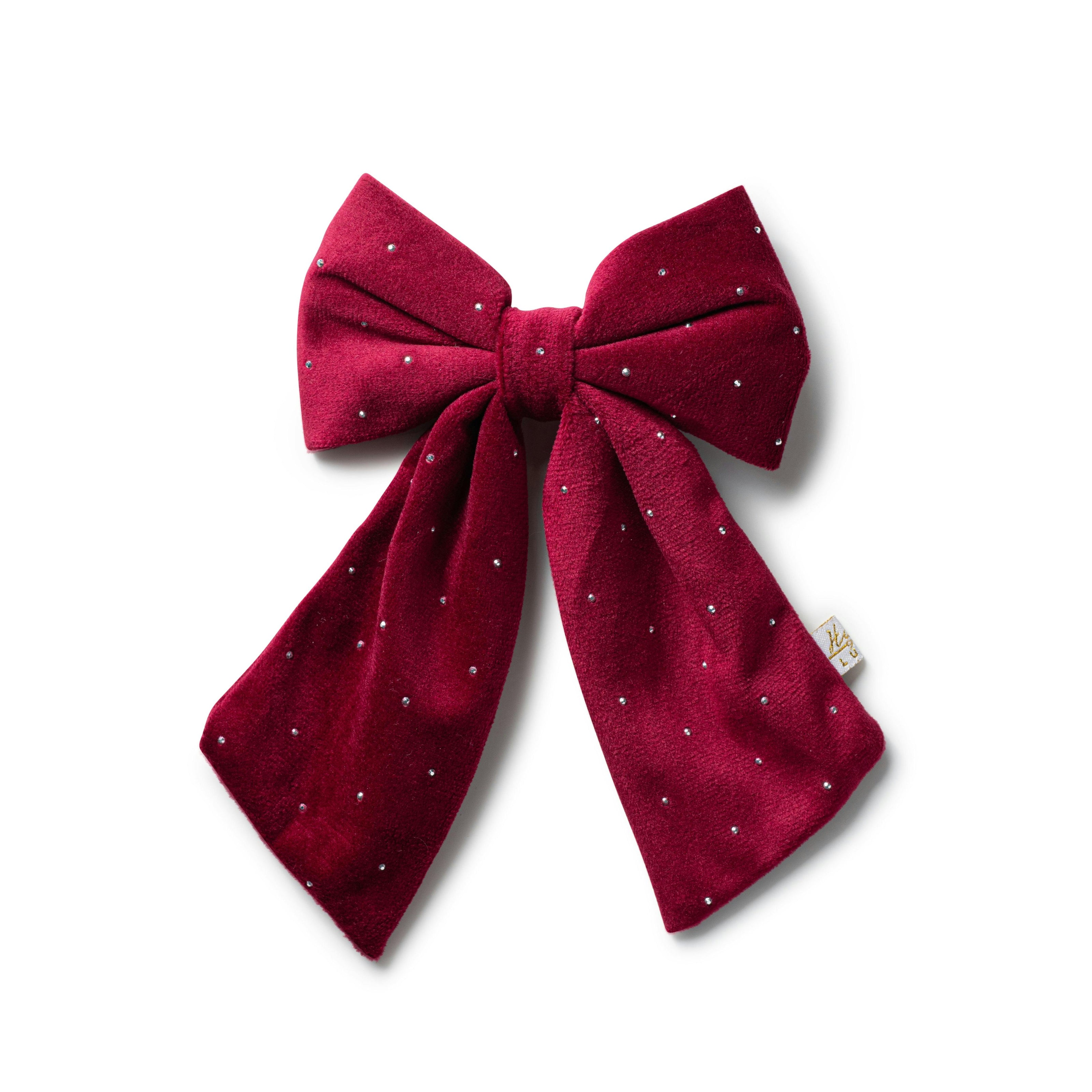 Halo Luxe Vivienne Studded Velvet Medium Hair Clip - Red