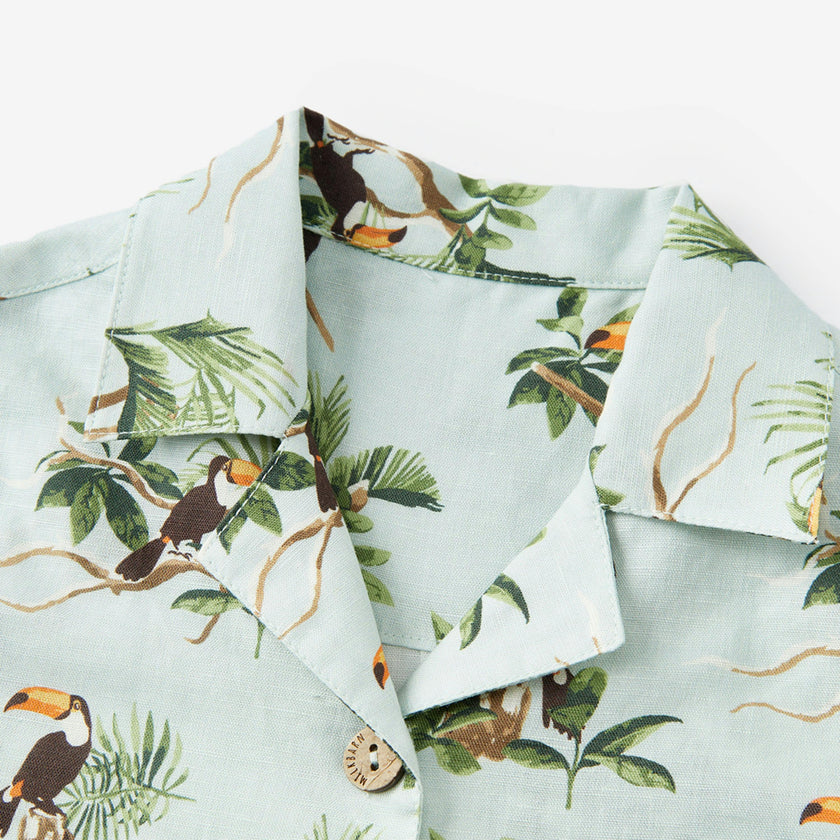 Blue Sky Linen Button-Up Shirt and Shorts Set