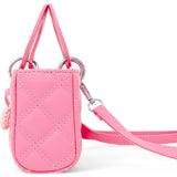 Quilted Rectangle Bow Charm Handbag