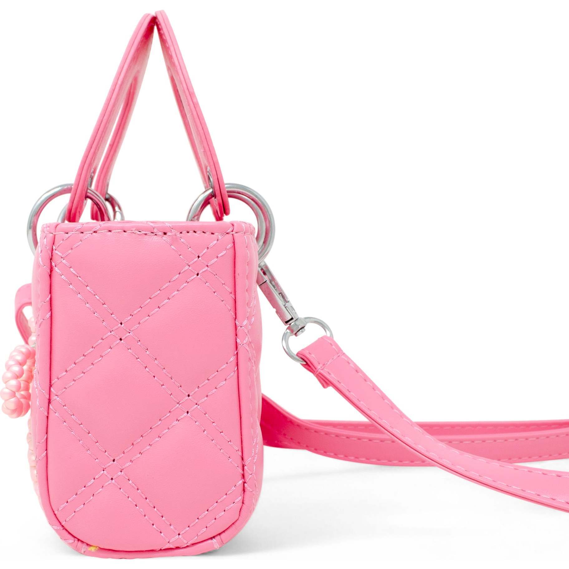 Quilted Rectangle Bow Charm Handbag