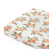 Cotton Muslin Changing Pad Cover - Watercolor Roses