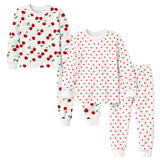 Kids and Toddlers 2 Pack Girls Hearts/Cherries Long Sleeve Snug Fitted Pajamas