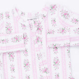 Bella Rose Stripe - 2 Way Ruffle Back Zipper Footie