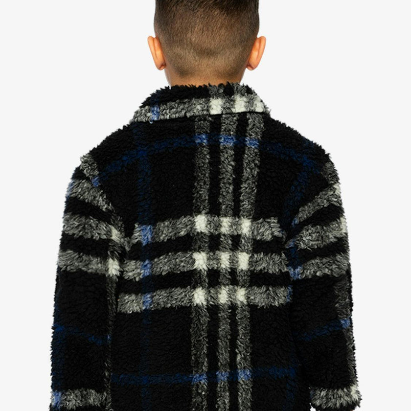 Zipped Overshirt Black and Blue Plaid