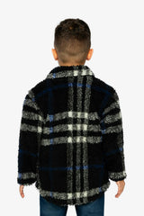 Zipped Overshirt Black and Blue Plaid