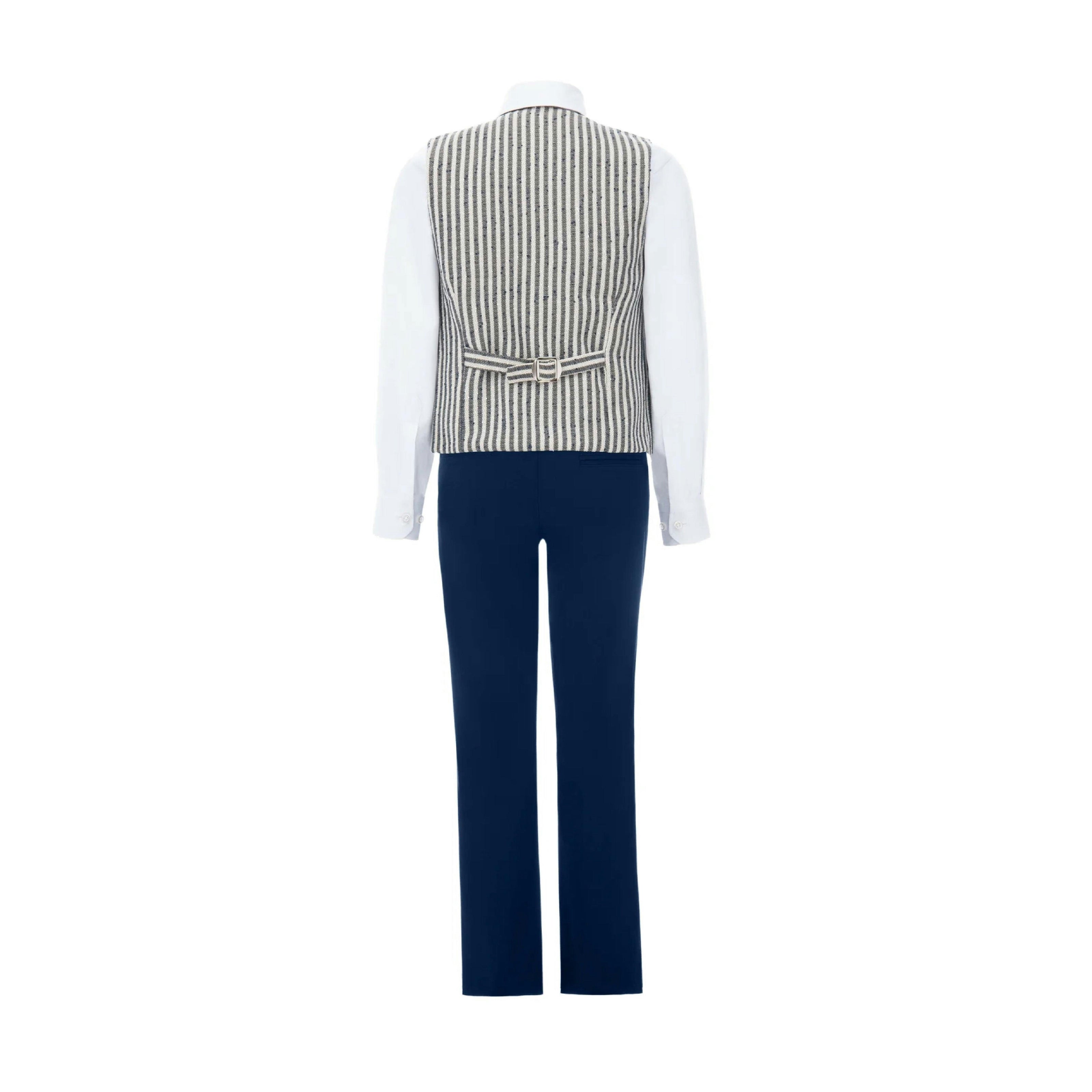 Gray Ruggero Striped Vest Outfit Set