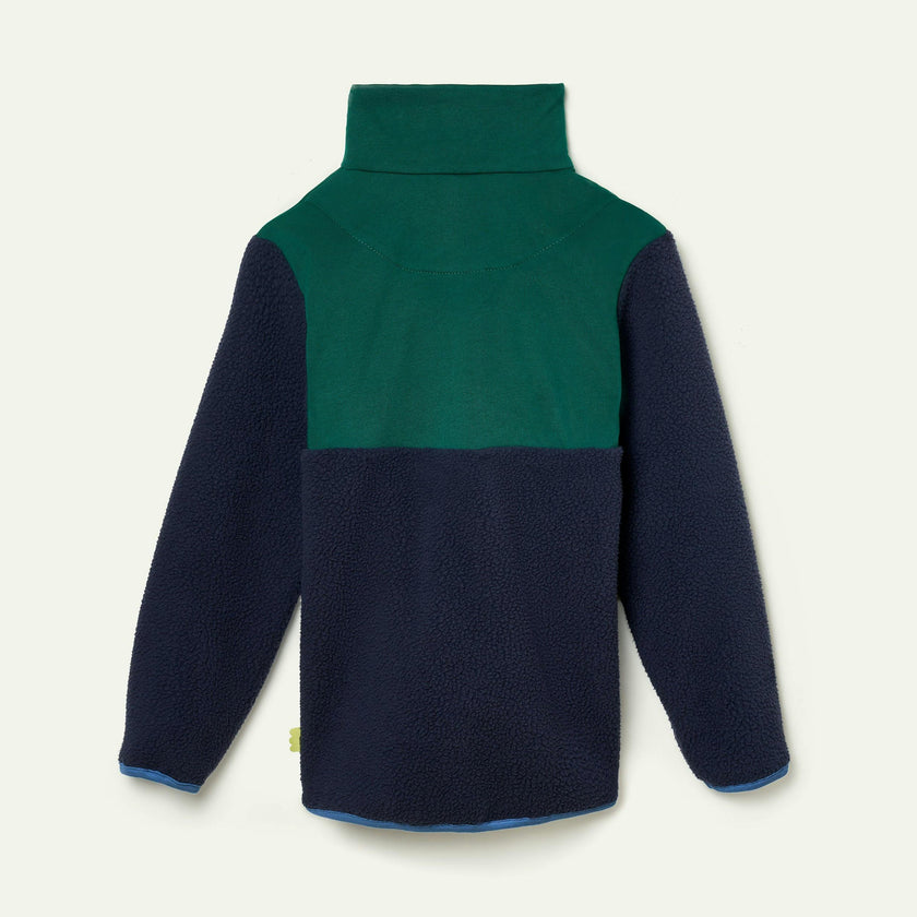 Recycled Cotton And Sherpa Navy Zipup
