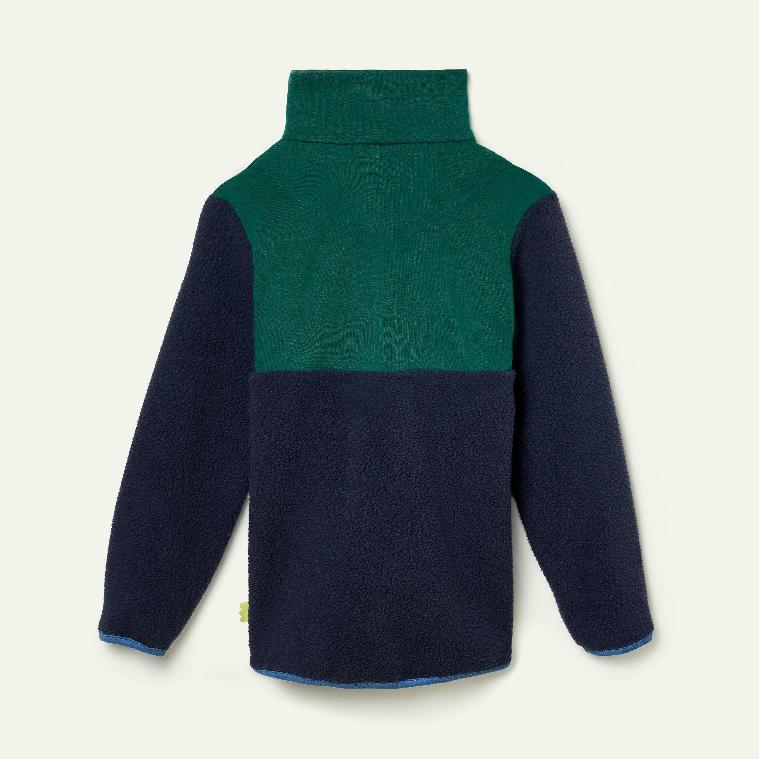 Recycled Cotton And Sherpa Navy Zipup