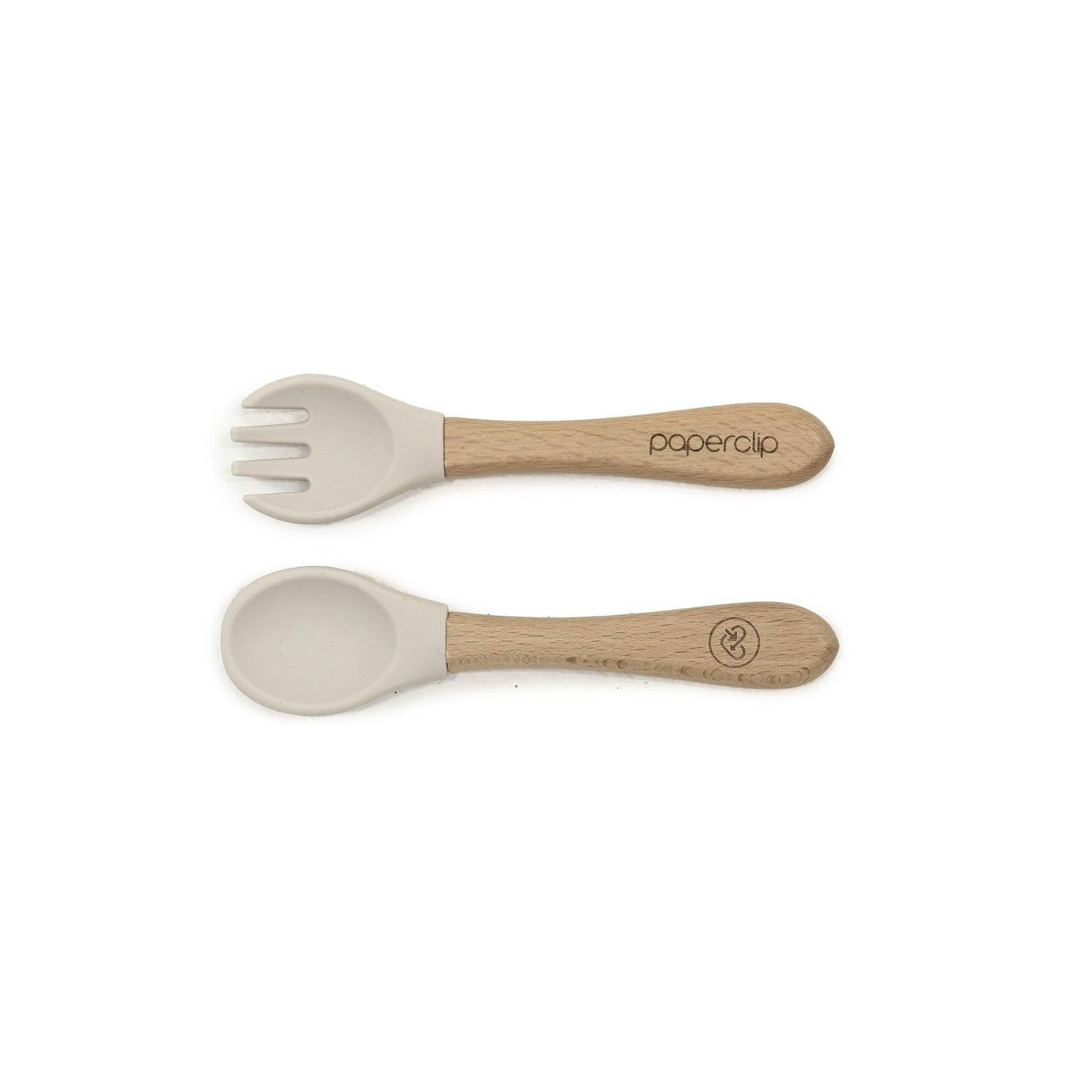 Silicone & Wooden Spoon & Spork Set
