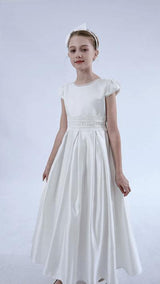 White Dalmira Puff Sleeve Formal Dress