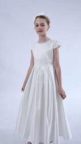 White Dalmira Puff Sleeve Formal Dress