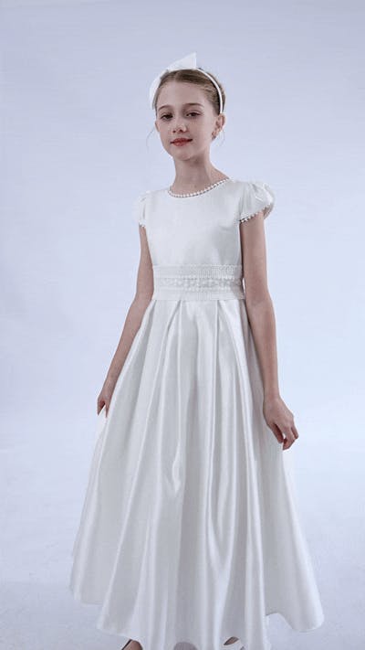 White Dalmira Puff Sleeve Formal Dress
