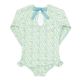 Girls Sea Marsh Floral Rashguard One Piece