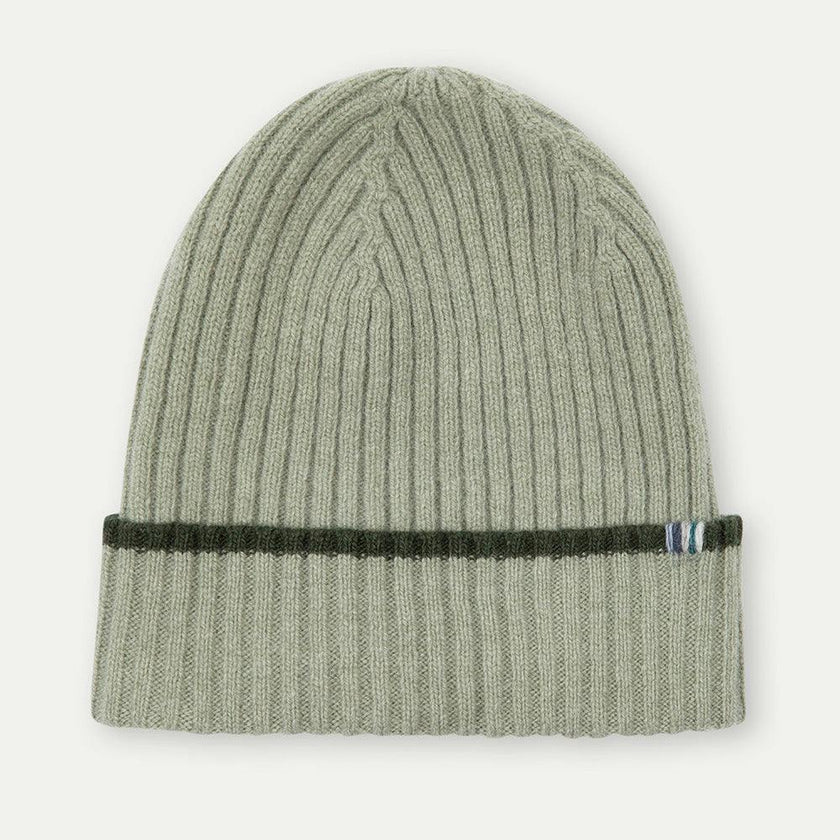 Merino Cashmere Ribbed Rolled-Up Beanie
