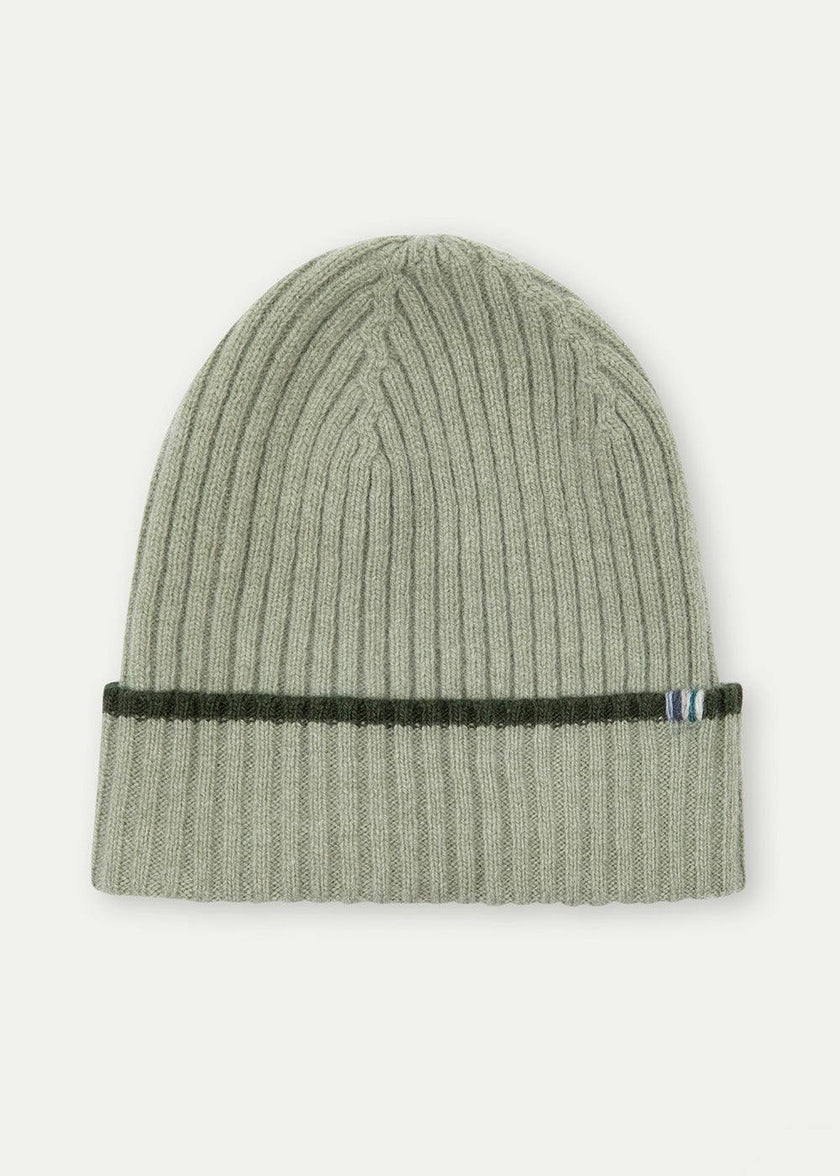 Merino Cashmere Ribbed Rolled-Up Beanie