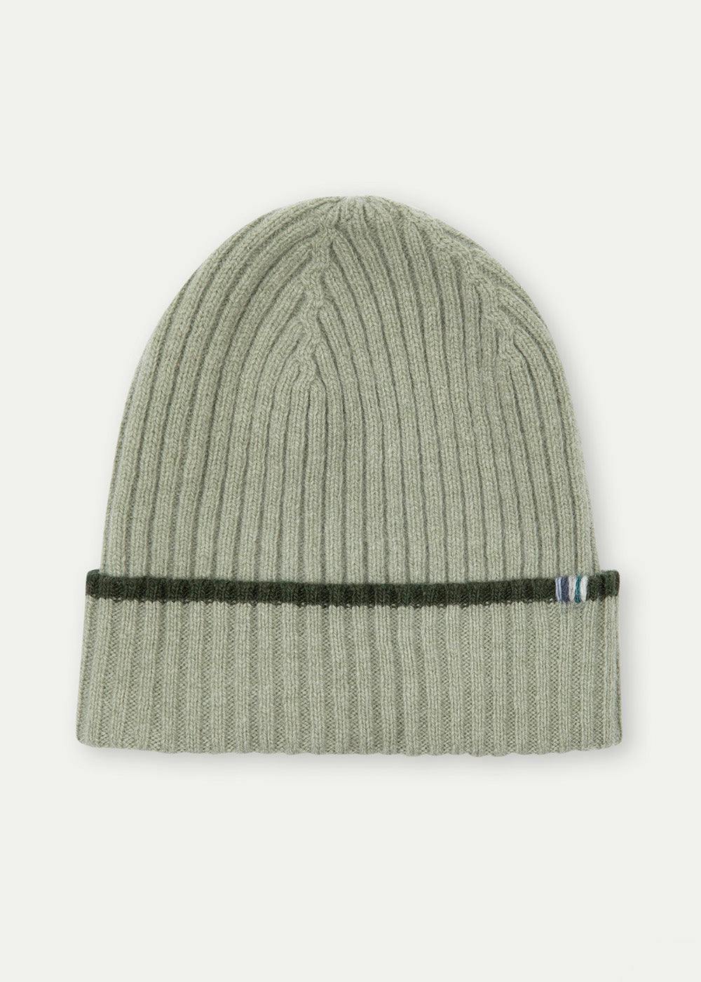 Merino Cashmere Ribbed Rolled-Up Beanie