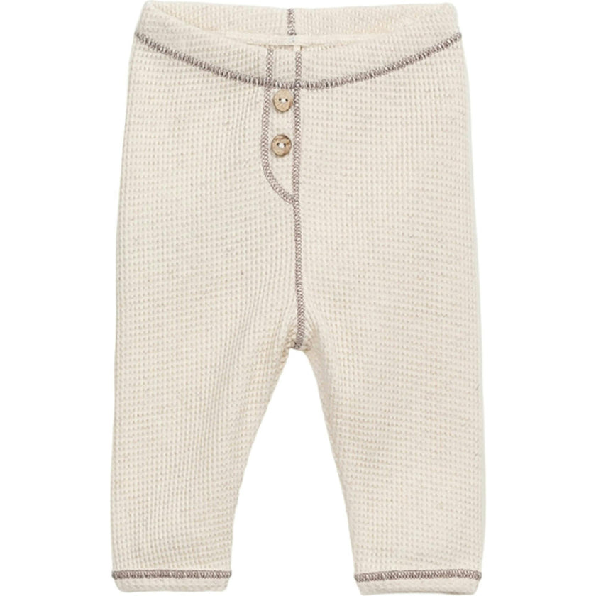Jersey Waffle Knit Elastic Waistband 2-Front Button Leggings