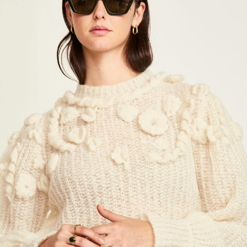 Moritz Embroidered Pullover in Alabaster