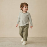 Organic Tee & Foldover Pants Set - Olive Stripes