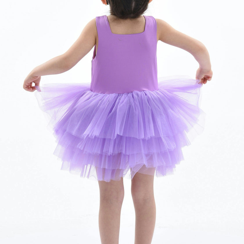 Purple Iris Solid Tutu Dress