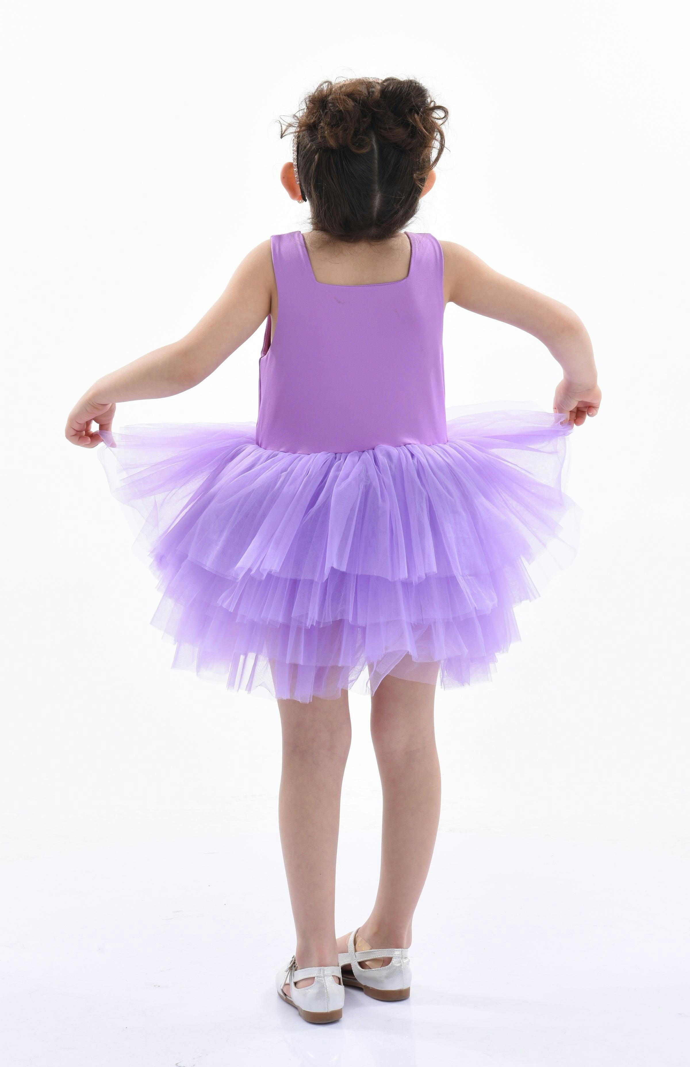 Purple Iris Solid Tutu Dress