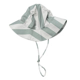 Baby Boy Sun Hat in Aqua Grey Stripe