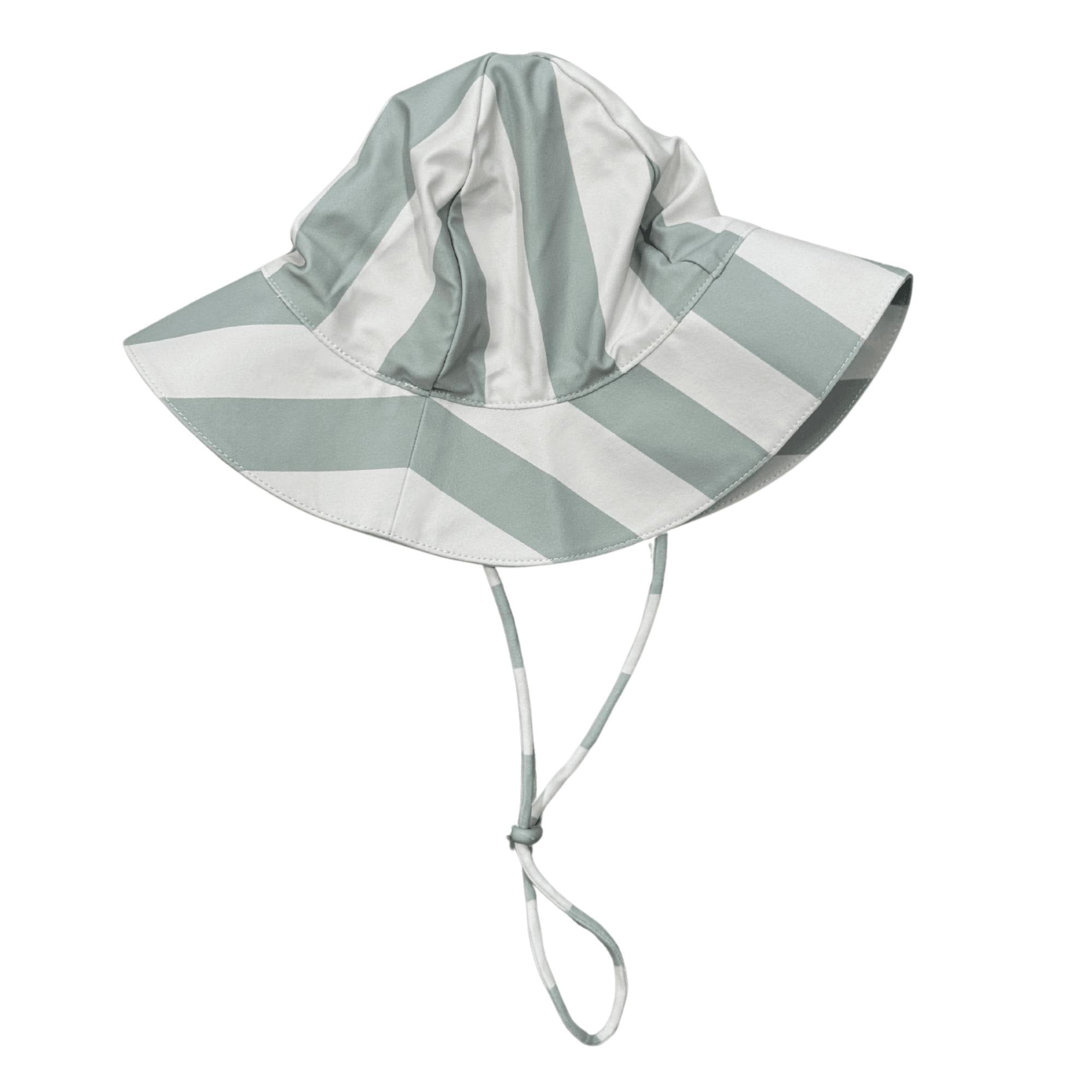Baby Boy Sun Hat in Aqua Grey Stripe