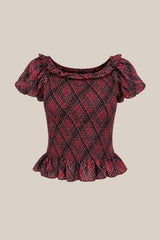 Annalise Top in Garnet Tinsel Plaid