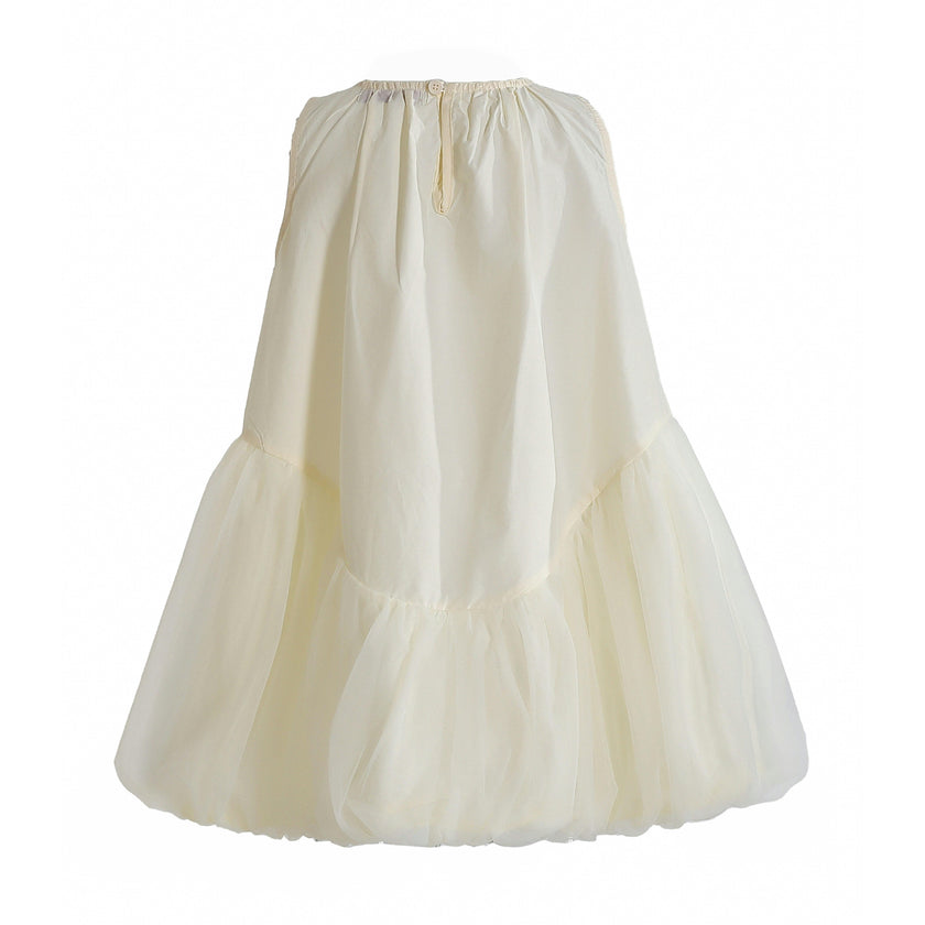 Cream Marielle Layered Bow Tulle Dress