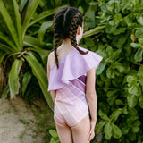 Purple Sands Rainbow One Shoulder Ruffle