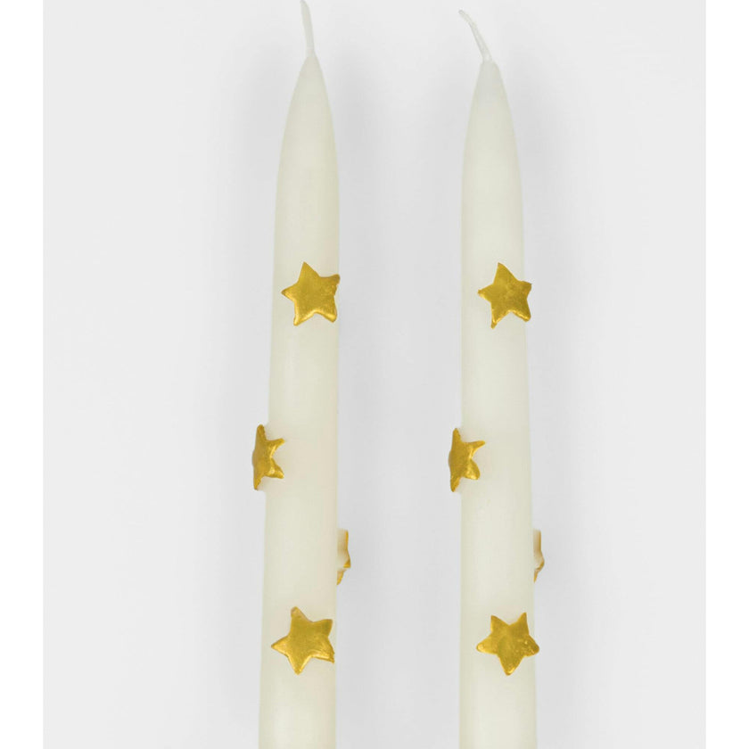Gold Star Taper Candles