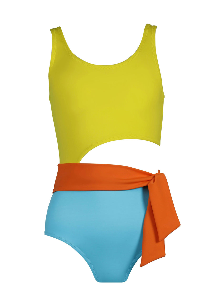 Kylie Sleeveless Cut-Out Belted Swimsuit
