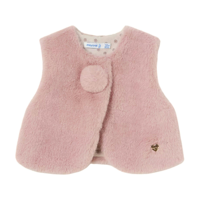Pink Pom Faux Fur Vest