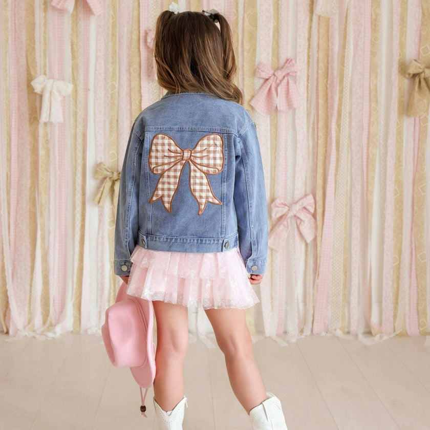 Howdy Gingham Bow Patch Denim Jacket