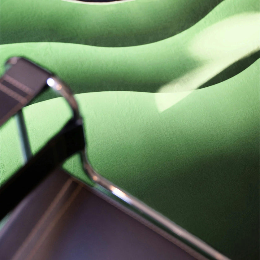 Green Modern Abstract Wavy Area Rug by Juan Marquez