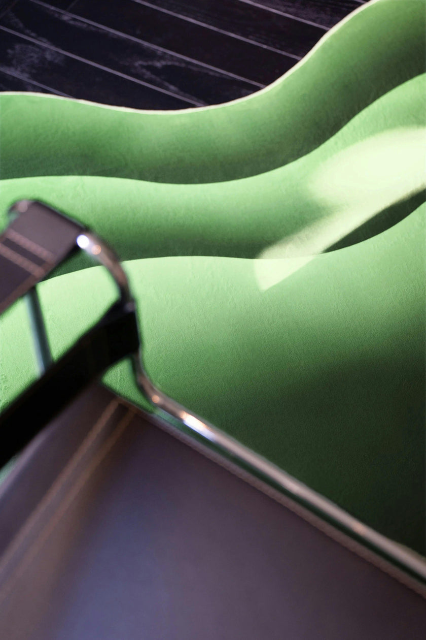 Green Modern Abstract Wavy Area Rug by Juan Marquez