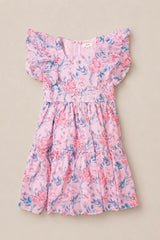 Mini Trixie Dress in Pink Sketched Flower Chiffon