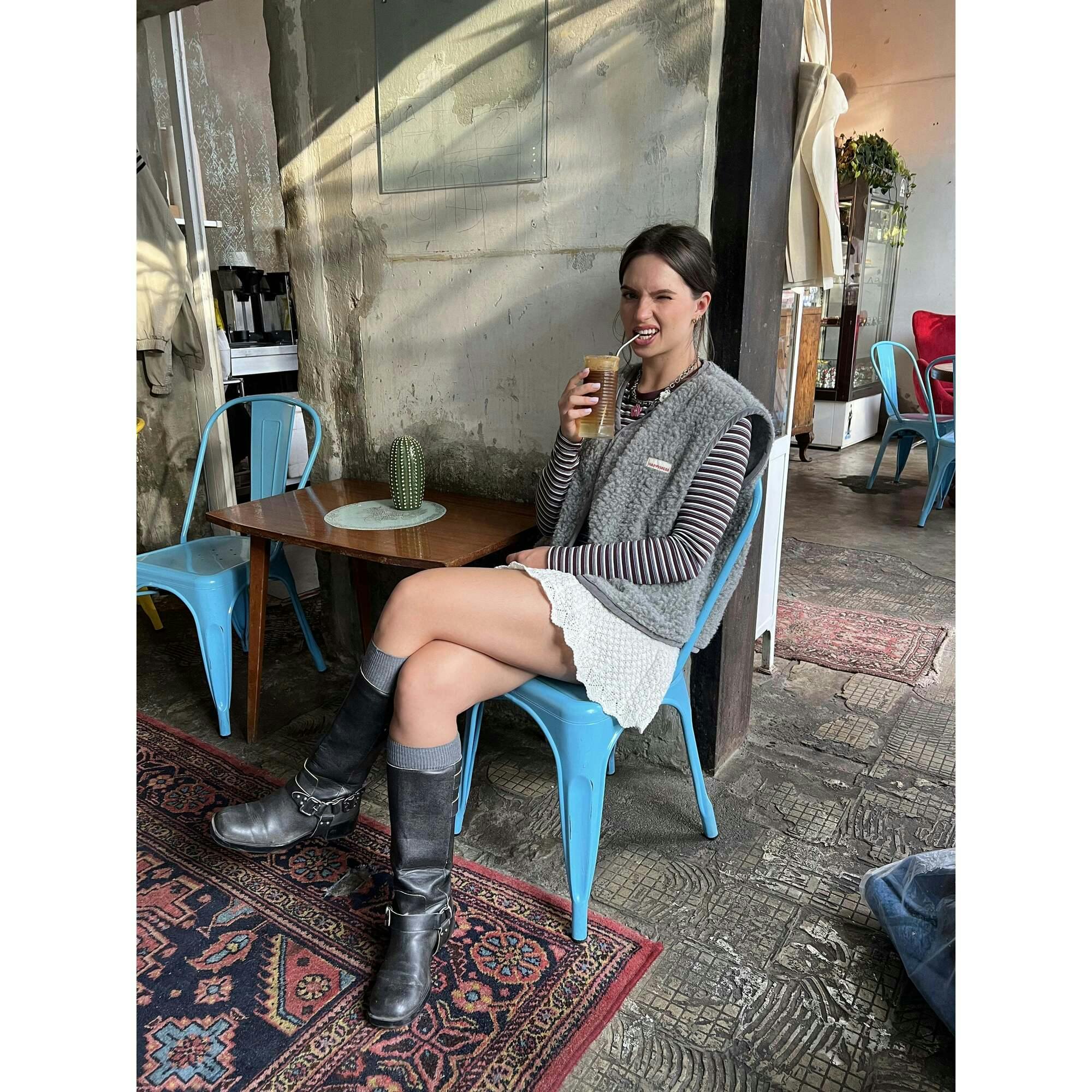 adult merino wool vest - stone grey